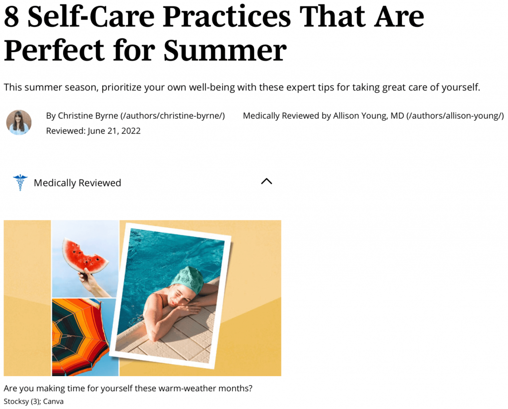 Article on self-care practices that are perfect during the summer including the importance of rest to avoid burnout.